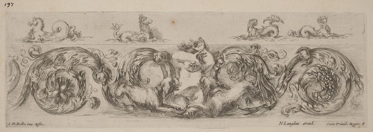 Ornamental Frieze with Marine Creatures by Stefano Della Bella