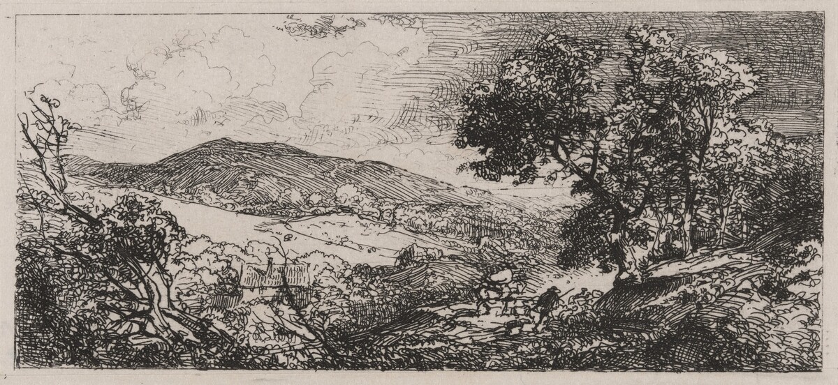 Valley View, Man with a Donkey and a Dog by Caspar Johann Nepomuk Scheuren