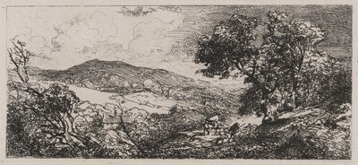 Valley View, Man with a Donkey and a Dog