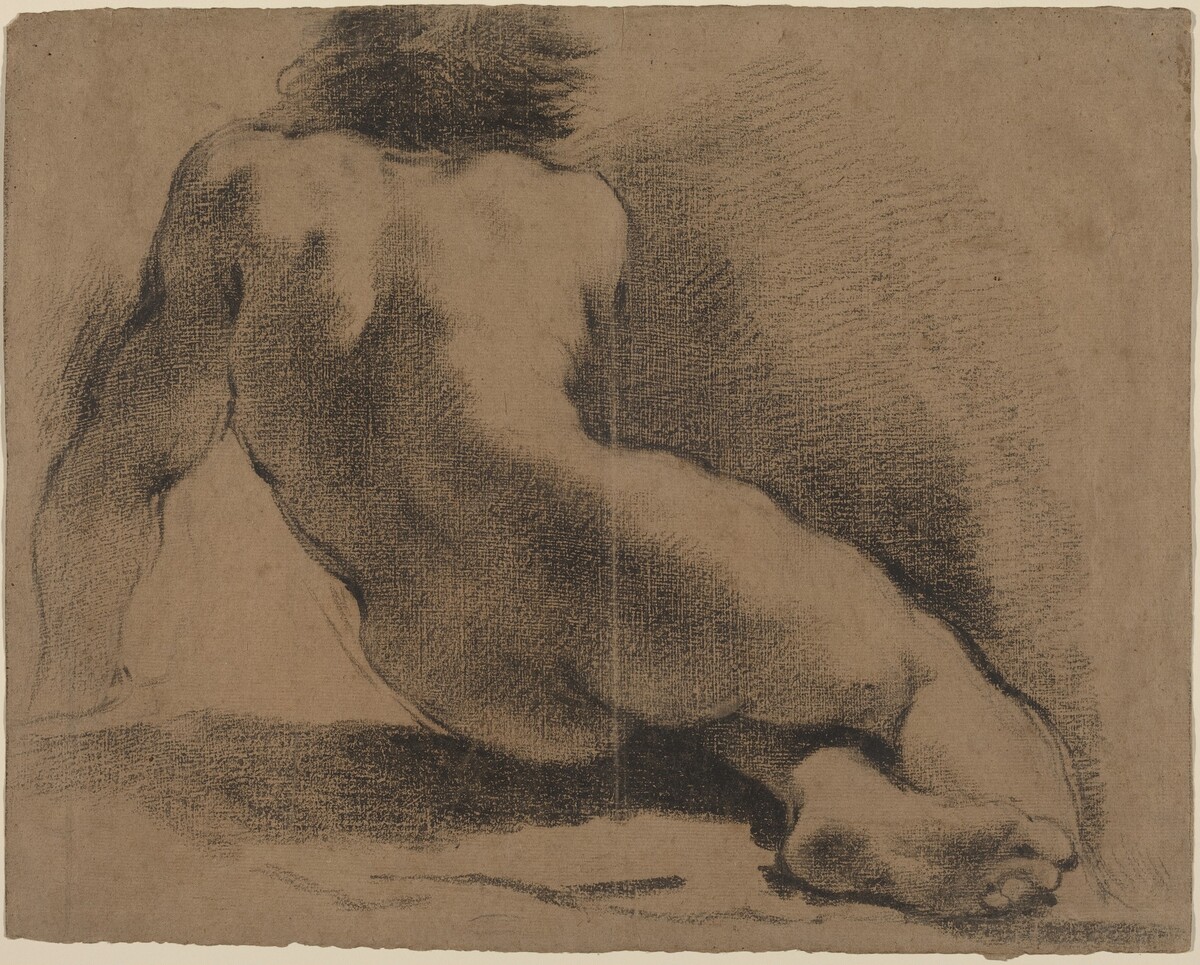 Seated Nude Boy Seen from the Back by Giovanni Francesco Barbieri, called Guercino