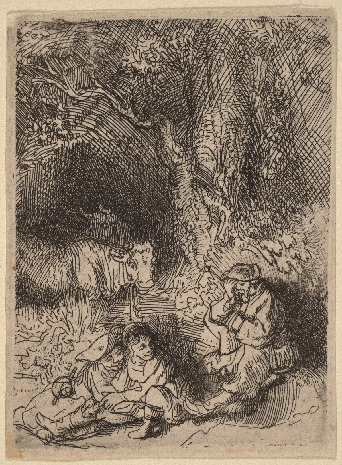 The Sleeping Herdsman by Rembrandt van Rijn