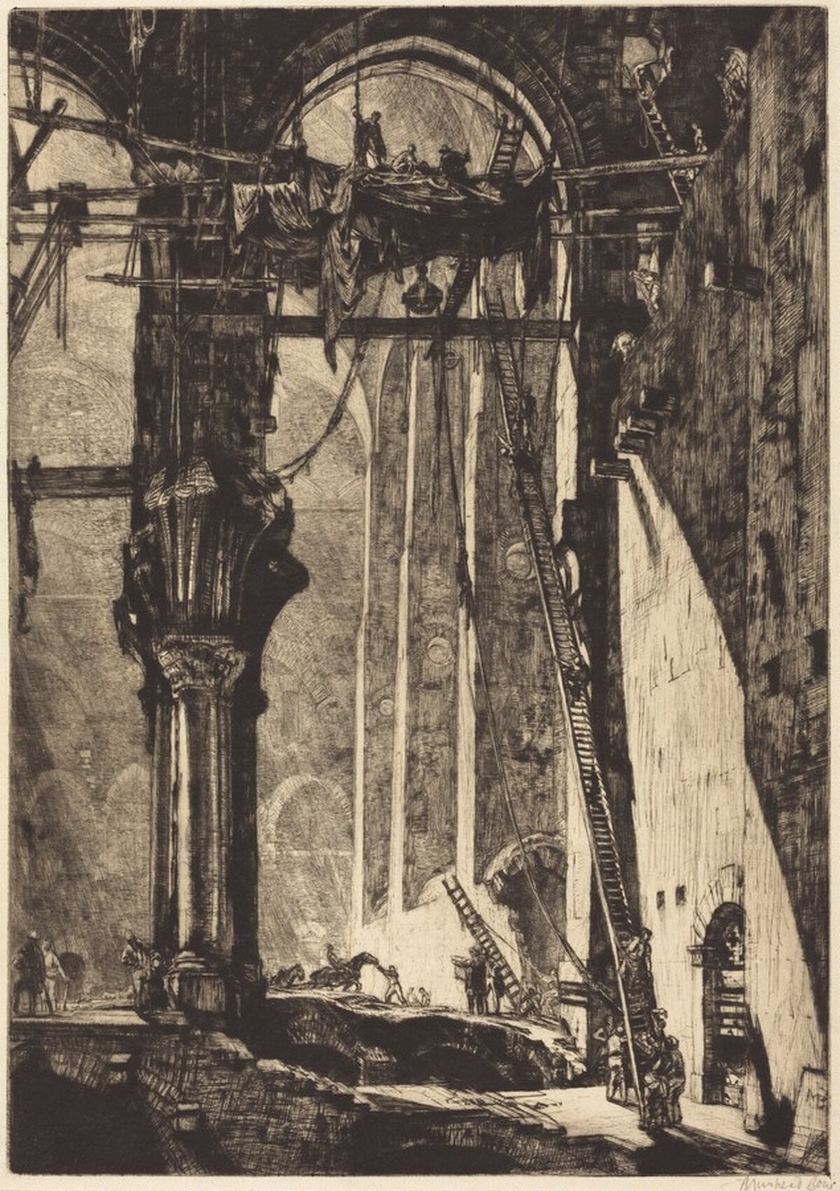 Demolition of St. James's Hall, Interior by Muirhead Bone