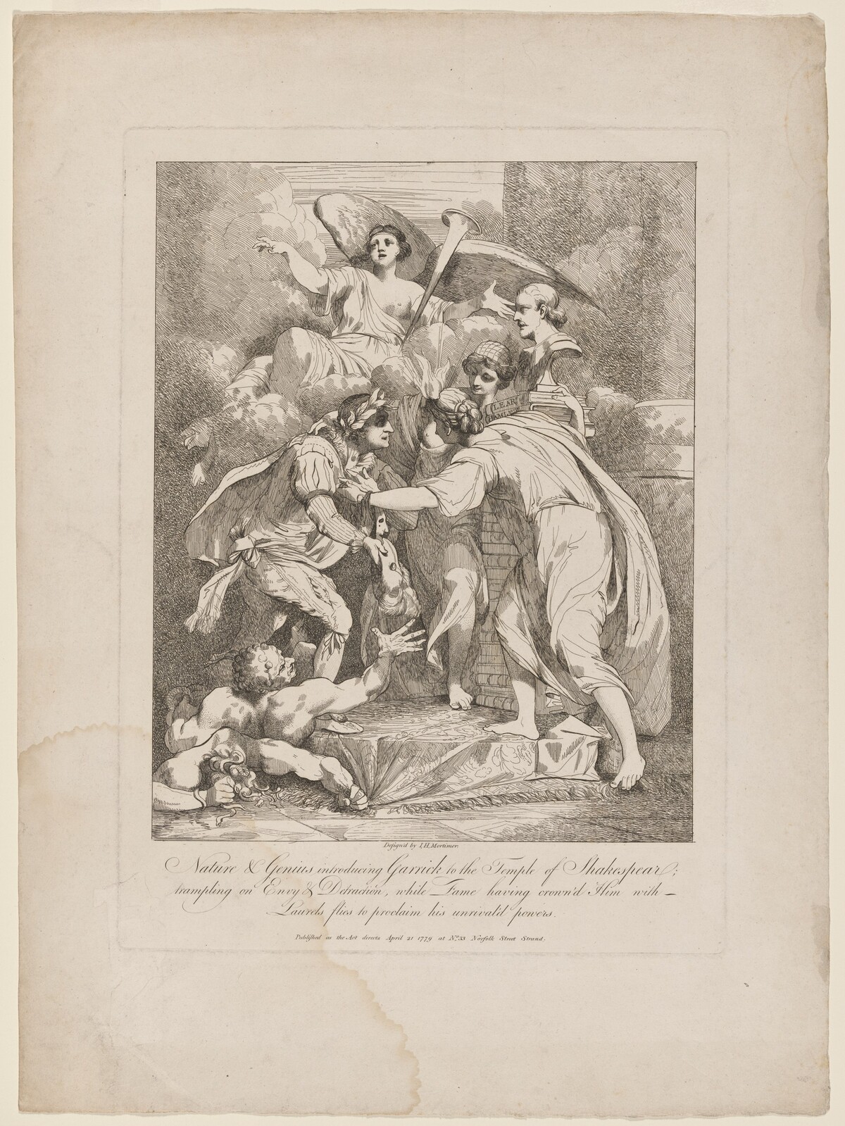 Nature and Genius Introducing Garrick to the Temple of Shakespeare by British 18th Century, after John Hamilton Mortimer