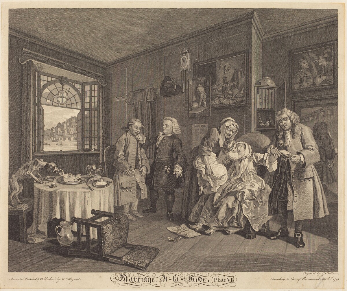Marriage a la Mode: pl.6 by Louis Gerard Scotin after William Hogarth