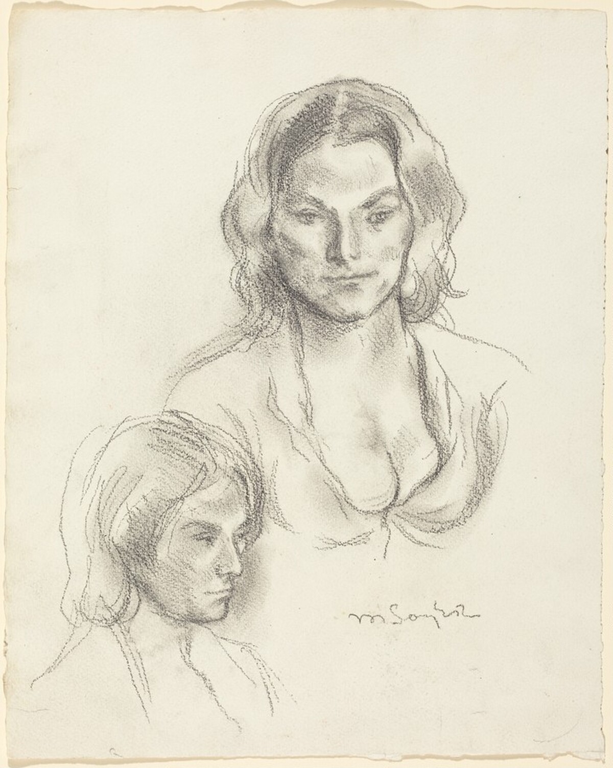 Two Studies of a Woman by Moses Soyer