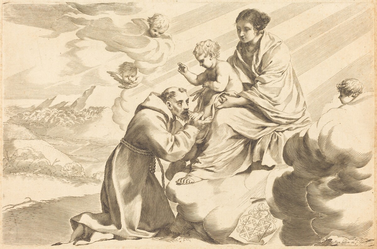 Saint Francis Adoring the Christ Child by Claude Mellan