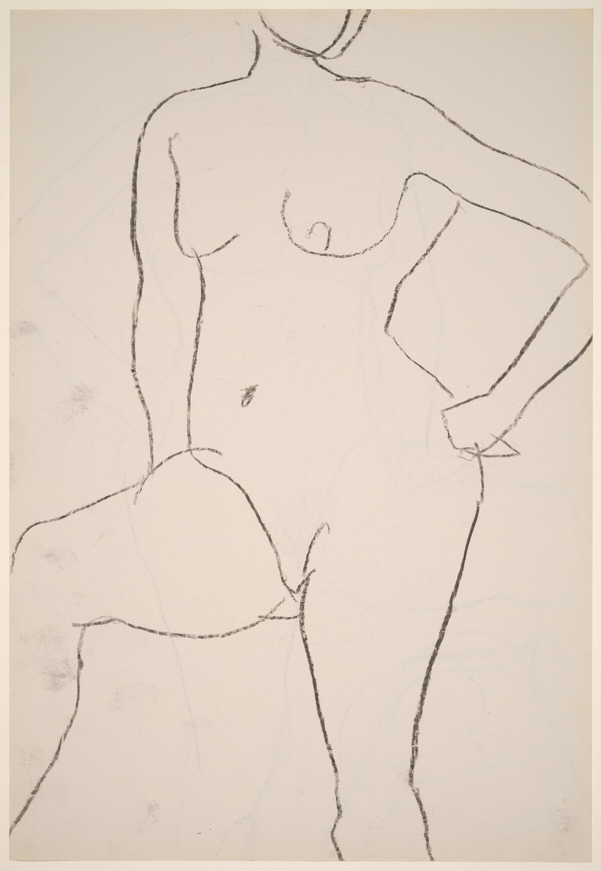 Untitled [standing female nude with left hand on hip] [recto] by Richard Diebenkorn