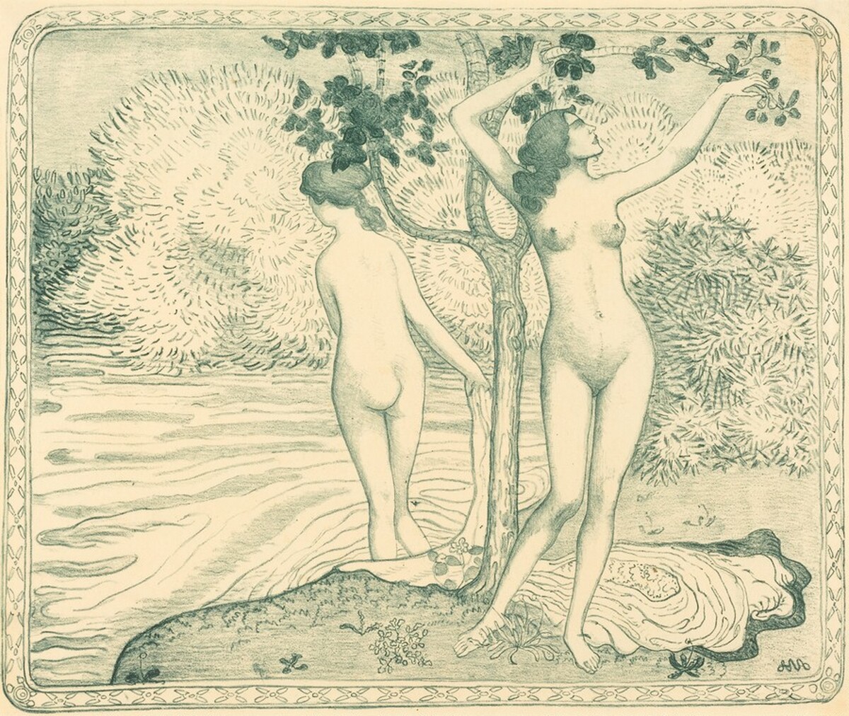 Two Nude Bathers under a Tree on the Water Bank (Deux baigneuses nues sous un arbre au bord de l'eau) by Aristide Maillol