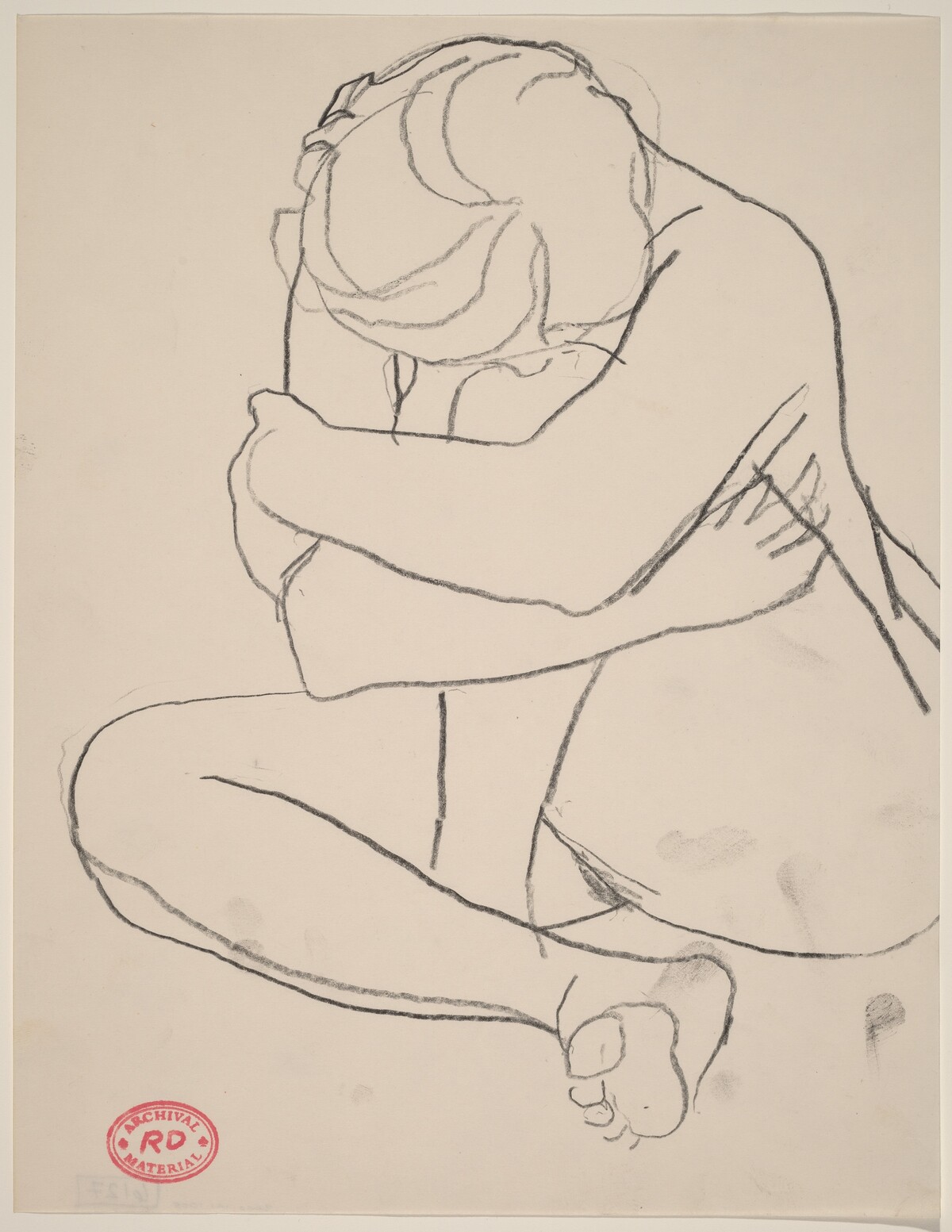 Untitled [nude seated on floor and holding her leg] by Richard Diebenkorn