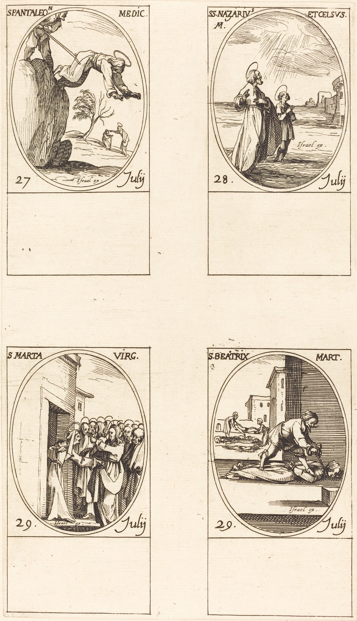 St. Pantaleon; Sts. Nazarius and Celsus; St. Martha; St. Beatrice by Jacques Callot