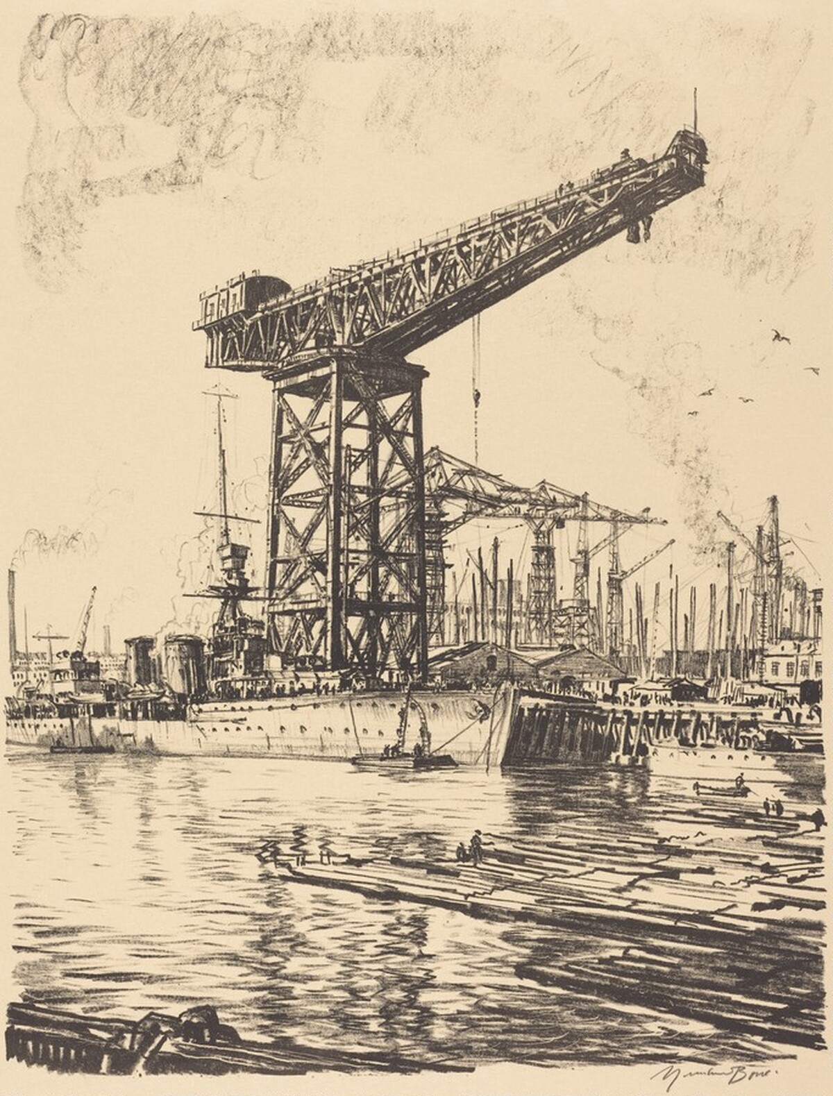A Fitting-Out Basin by Sir Muirhead Bone