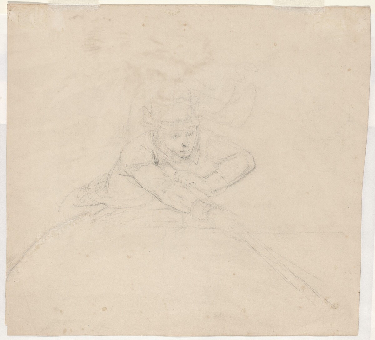Study of Half-Length Figure with Pole [verso] by Emanuel Gottlieb Leutze