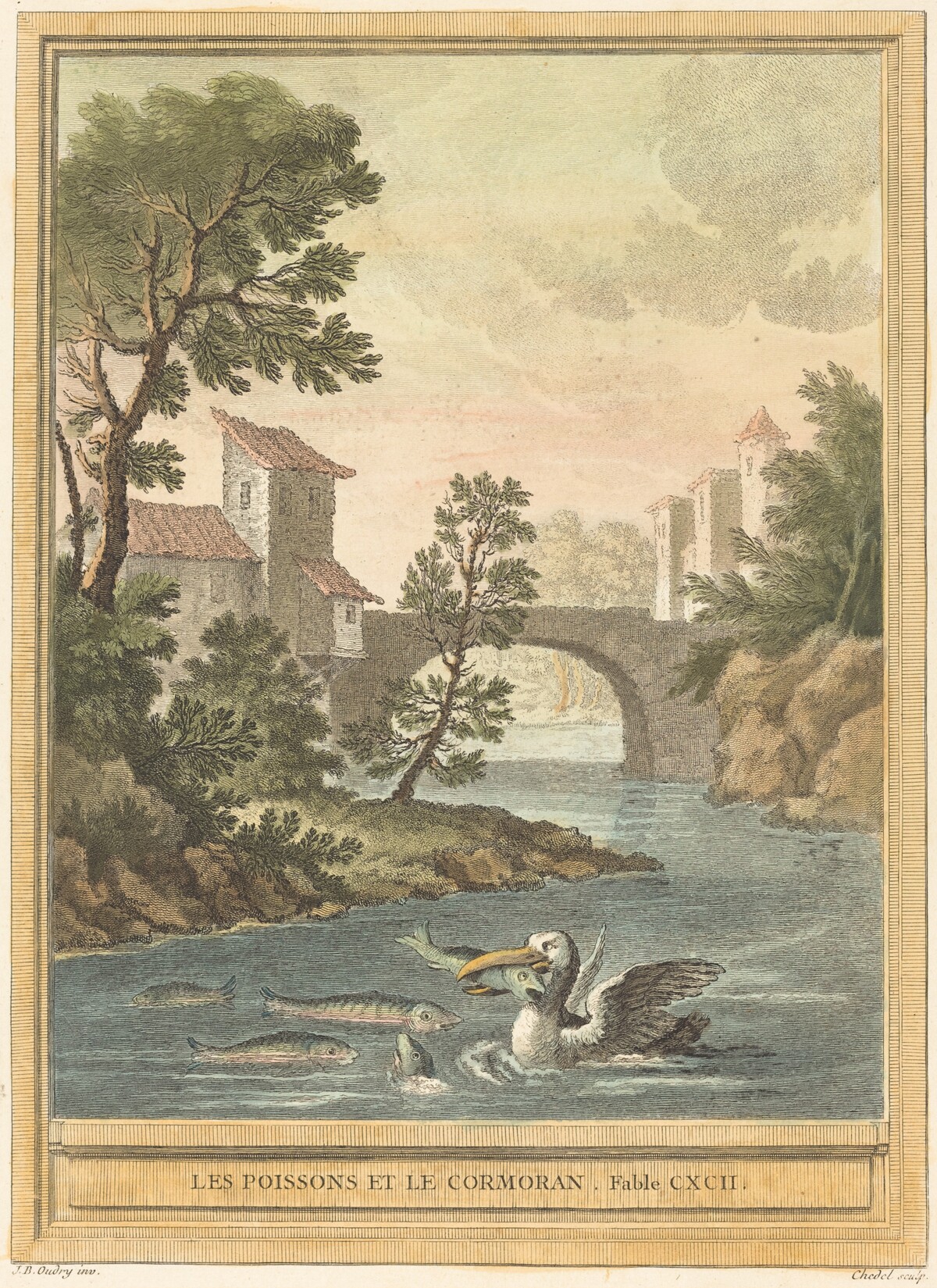 Les poissons et le cormoran (The Fish and theCormorant) by Quentin-Pierre Chedel after Jean-Baptiste Oudry