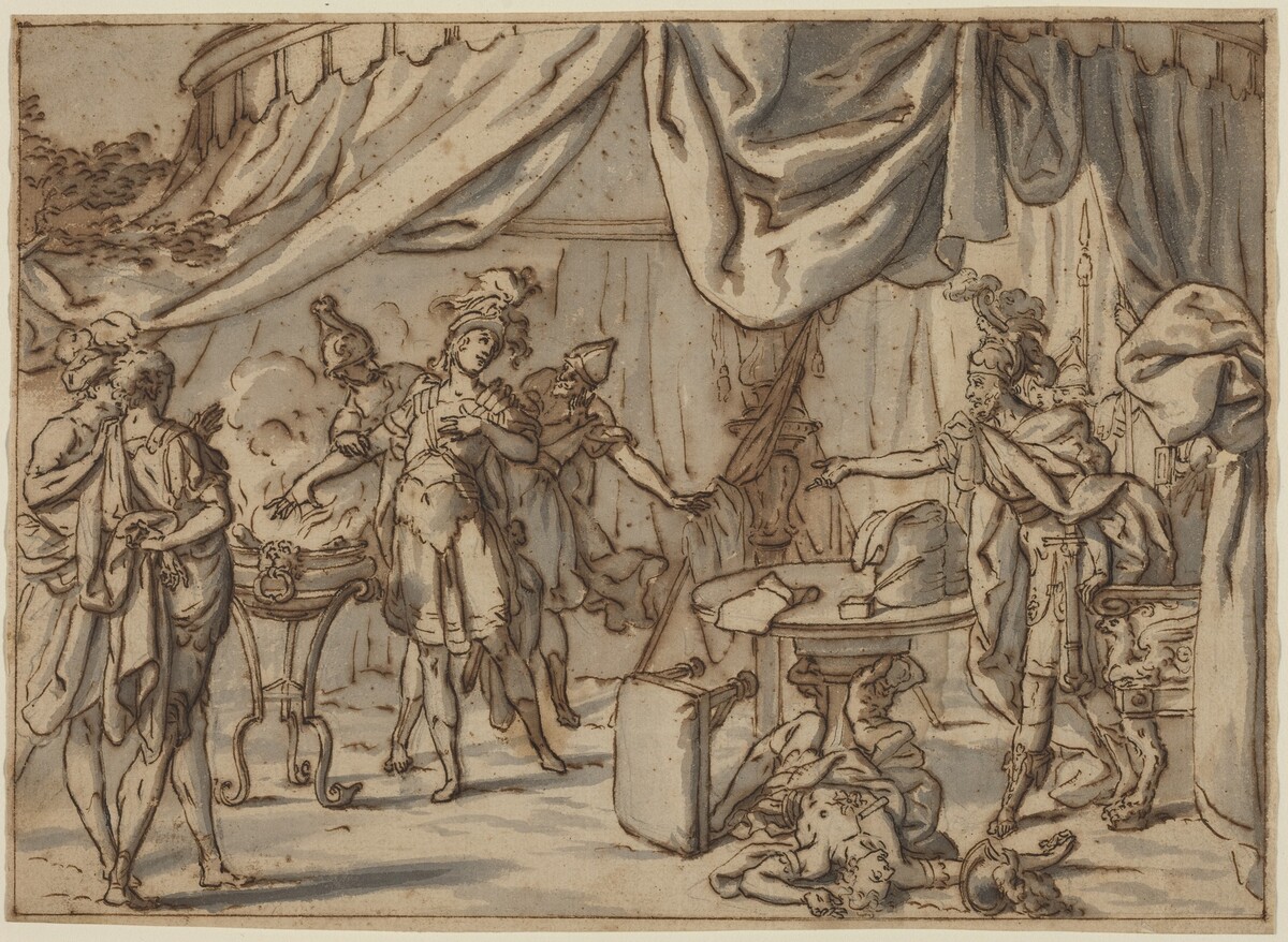 Mucius Scaevola by attributed to Bernardo Castello