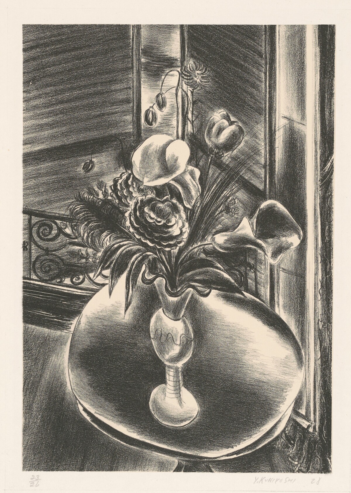 Flowers in Friend's Window by Yasuo Kuniyoshi