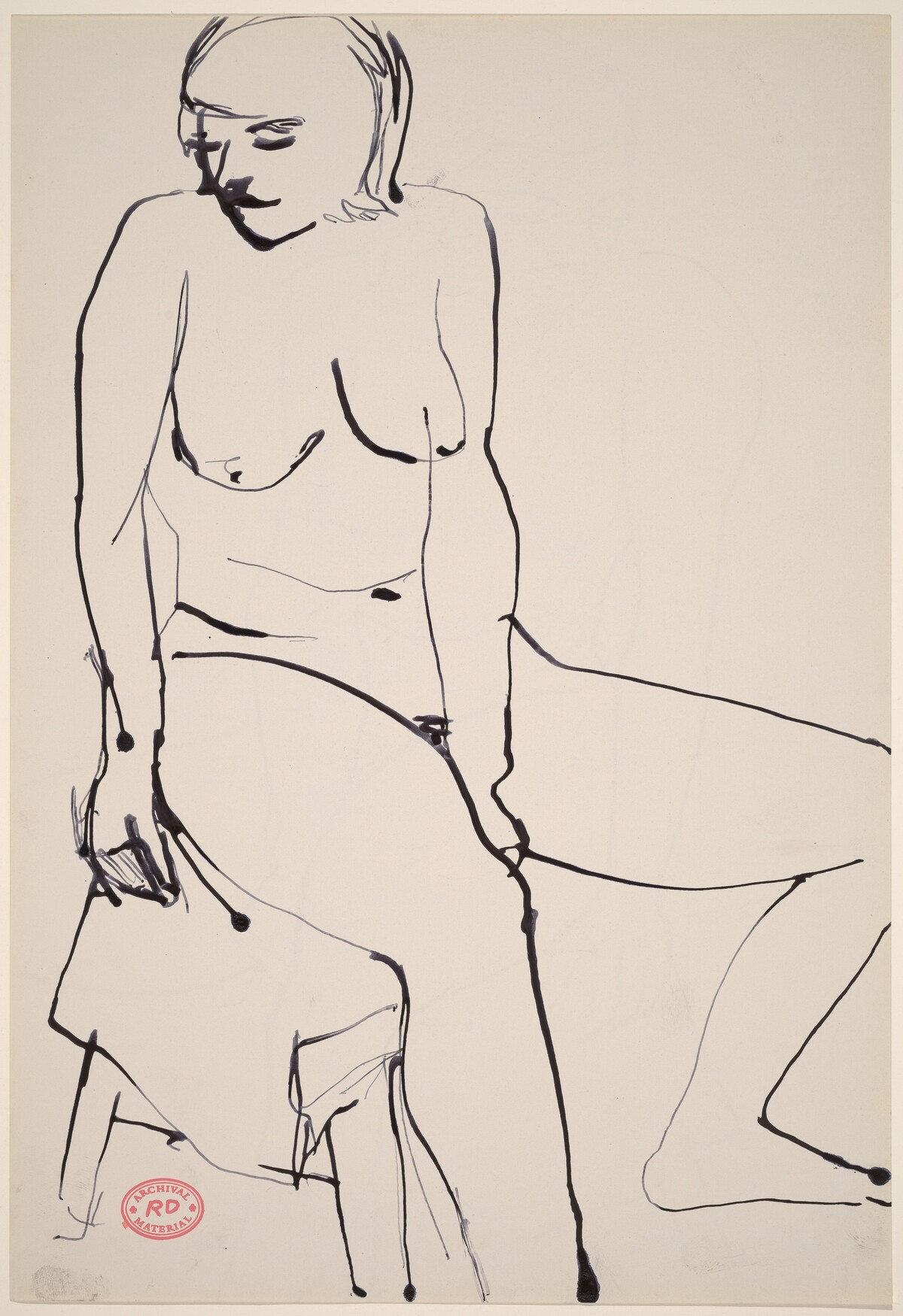Untitled [seated female nude looking left] [recto] by Richard Diebenkorn