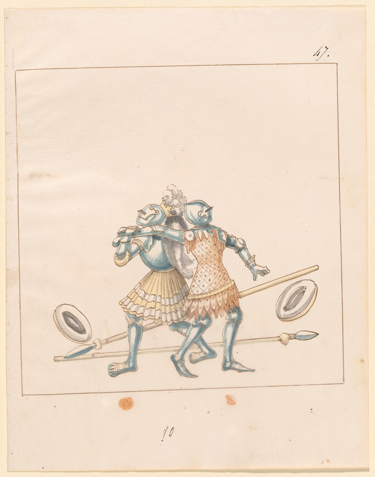 Foot Combat with Spears and Buckler Shields by German 16th Century