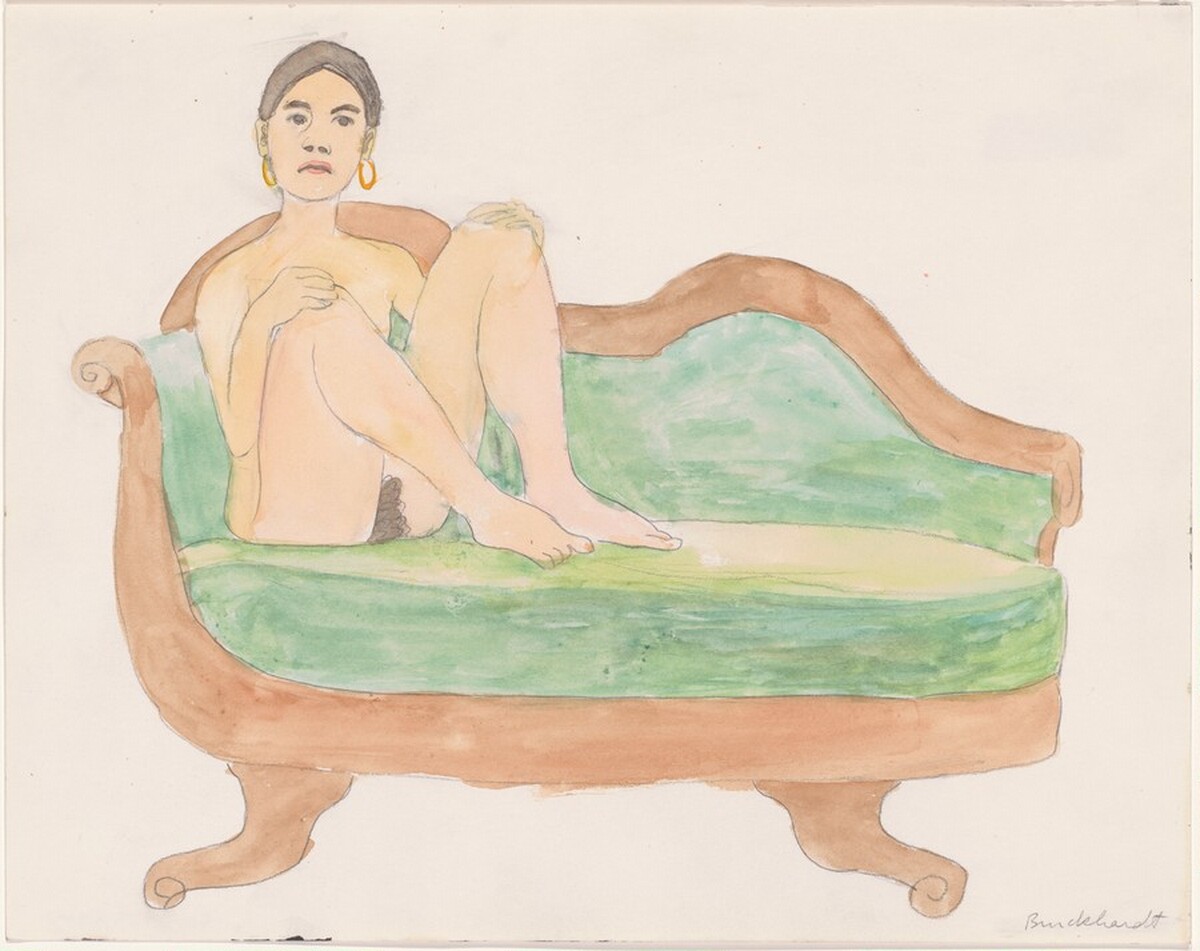 Nude on an Empire Sofa by Rudy Burckhardt