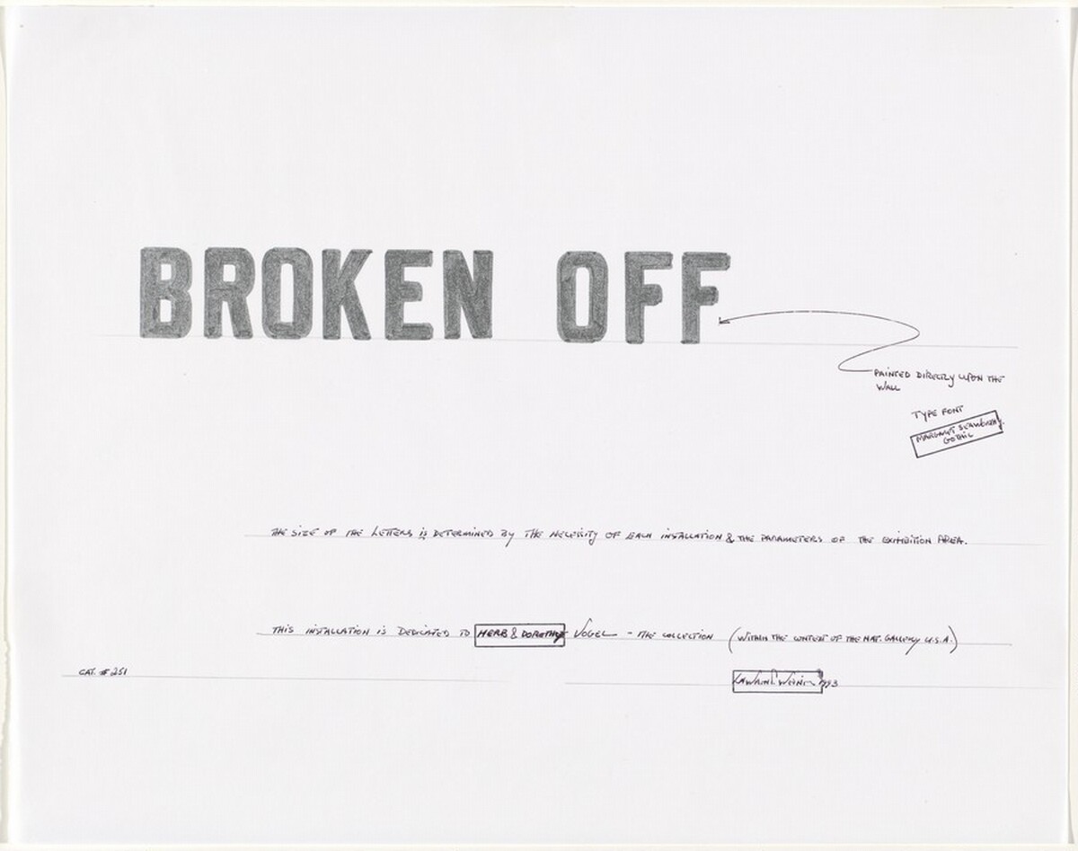 Study for "BROKEN OFF" by Lawrence Weiner