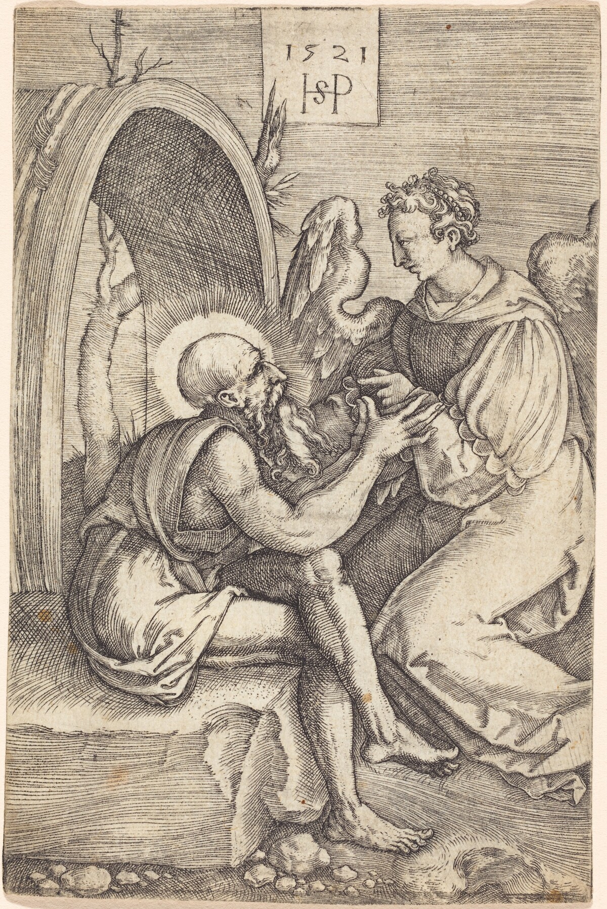 Saint Jerome with the Angel by Sebald Beham
