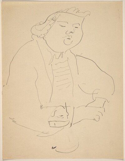 Half-Length Study of a Figure Wearing a Ruffled Collar and Sketch of a Boy's Head