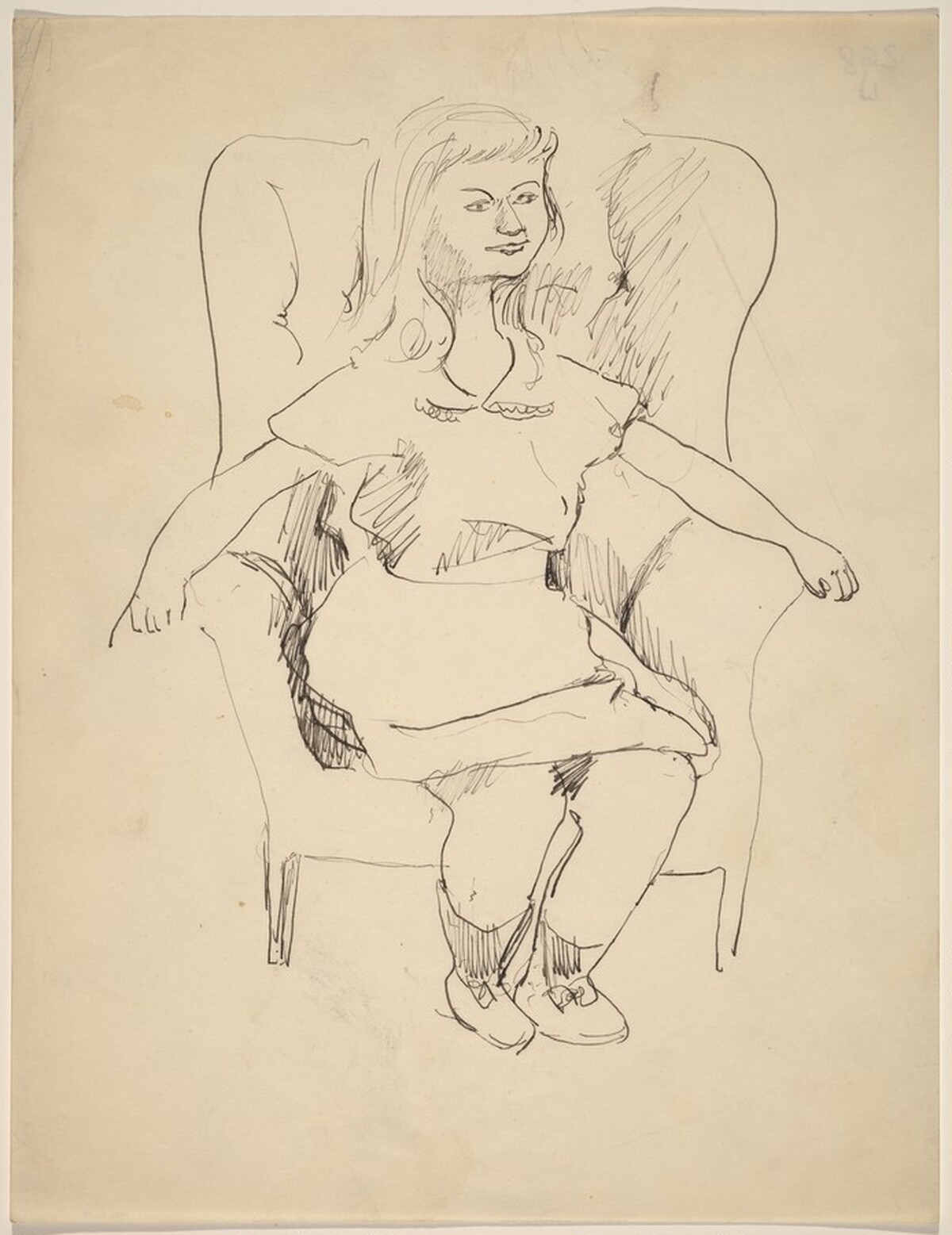 Young Girl Seated Erectly in Wing Chair by Mark Rothko