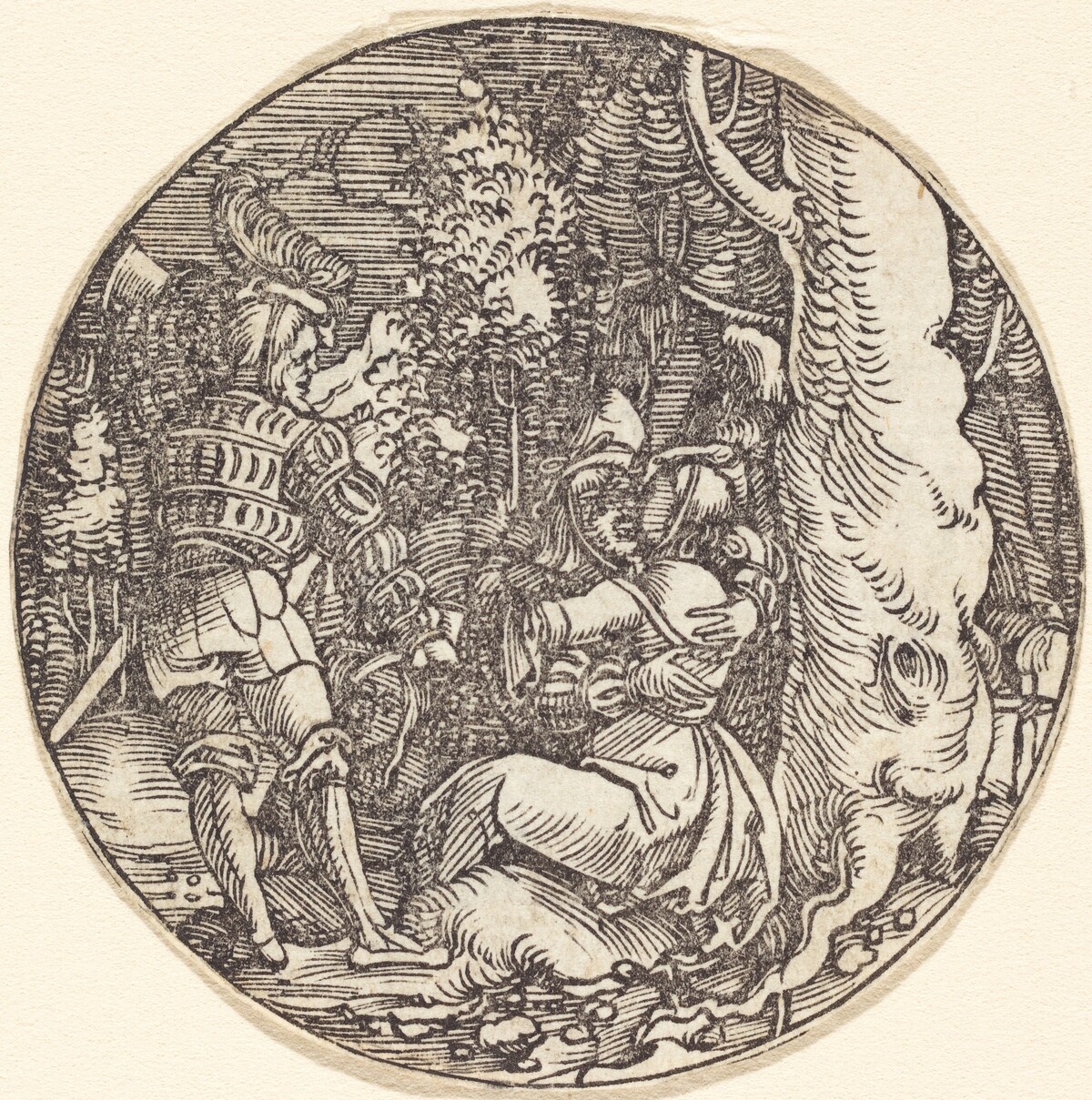 The Embrace (A Couple of Lovers by a Tree) by Attributed to Hans Springinklee