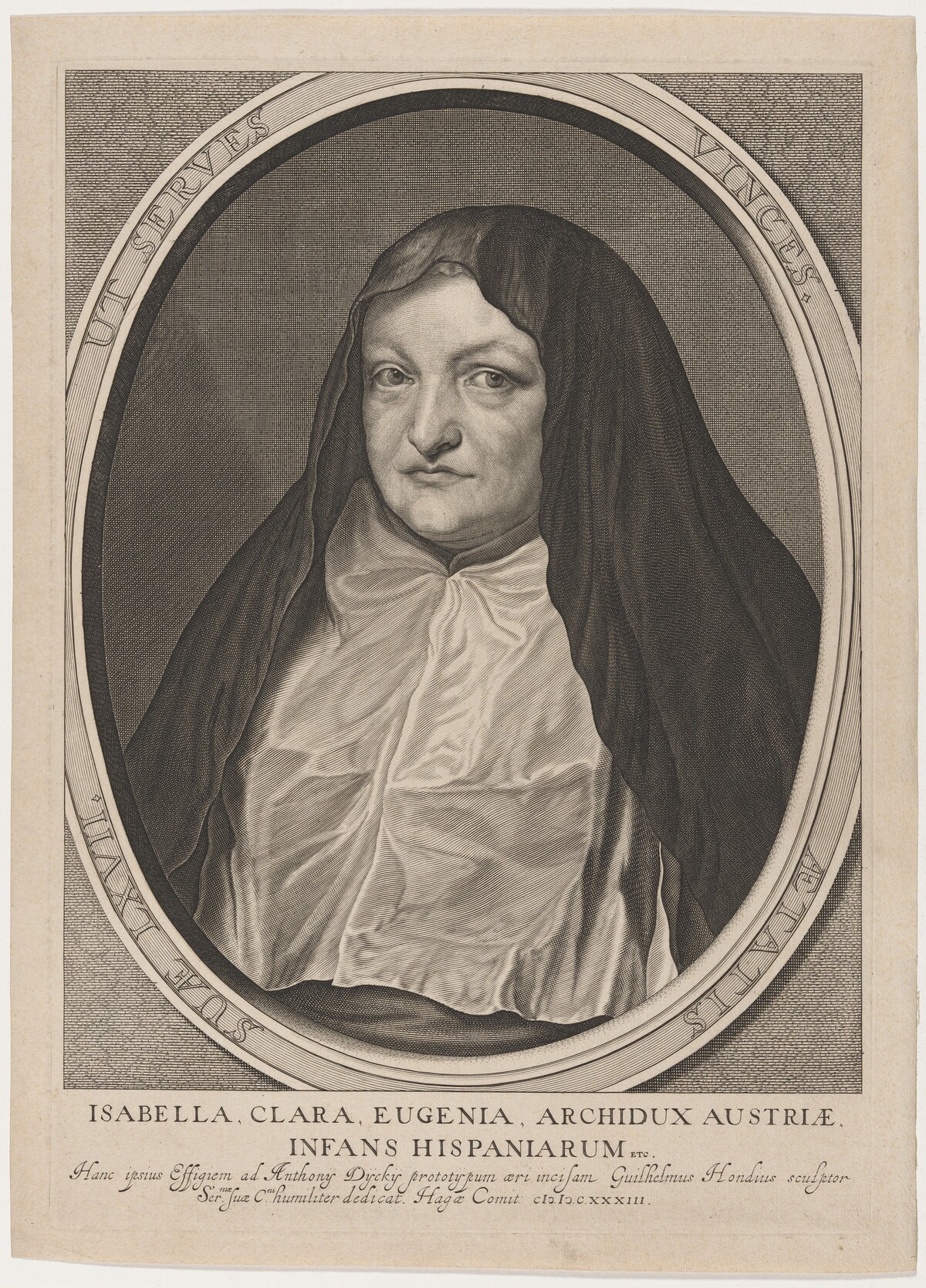 Isabella Clara Eugenia as a Nun by Willem Hondius after Sir Anthony van Dyck