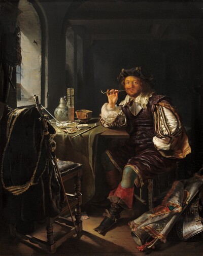 A Soldier Smoking a Pipe