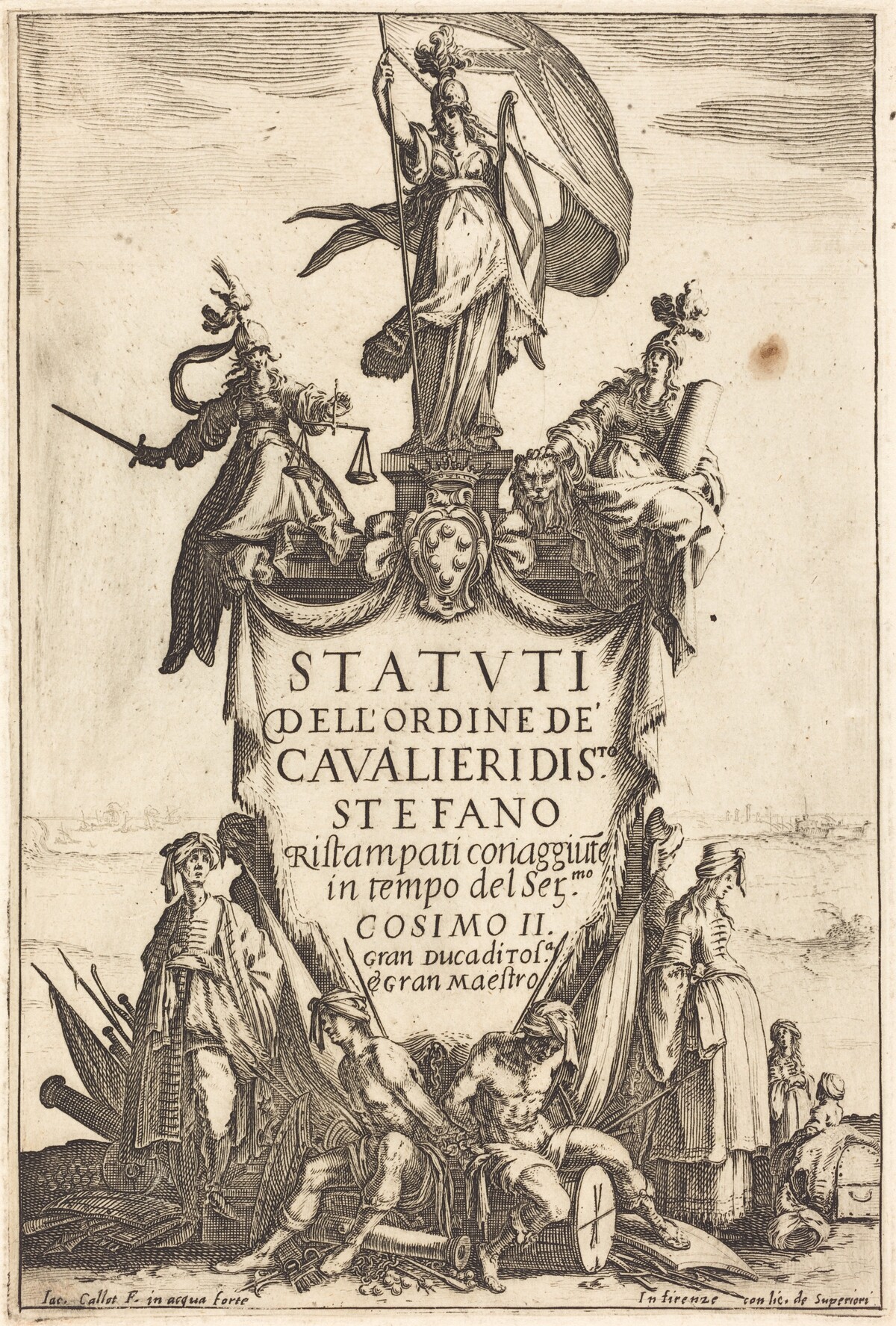 Frontispiece for the "Statutes of the Order of the Knights of Saint Stephen" by Jacques Callot