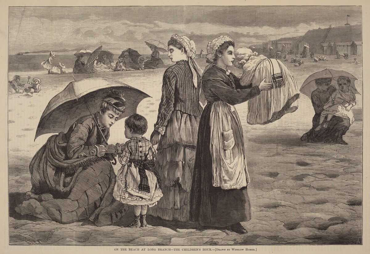 On the Beach at Long Branch - The Children's Hour by James L. Langridge after Winslow Homer