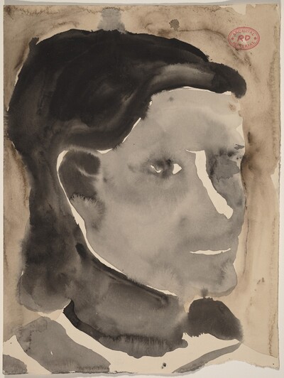 Untitled [head of a woman with dark hair]