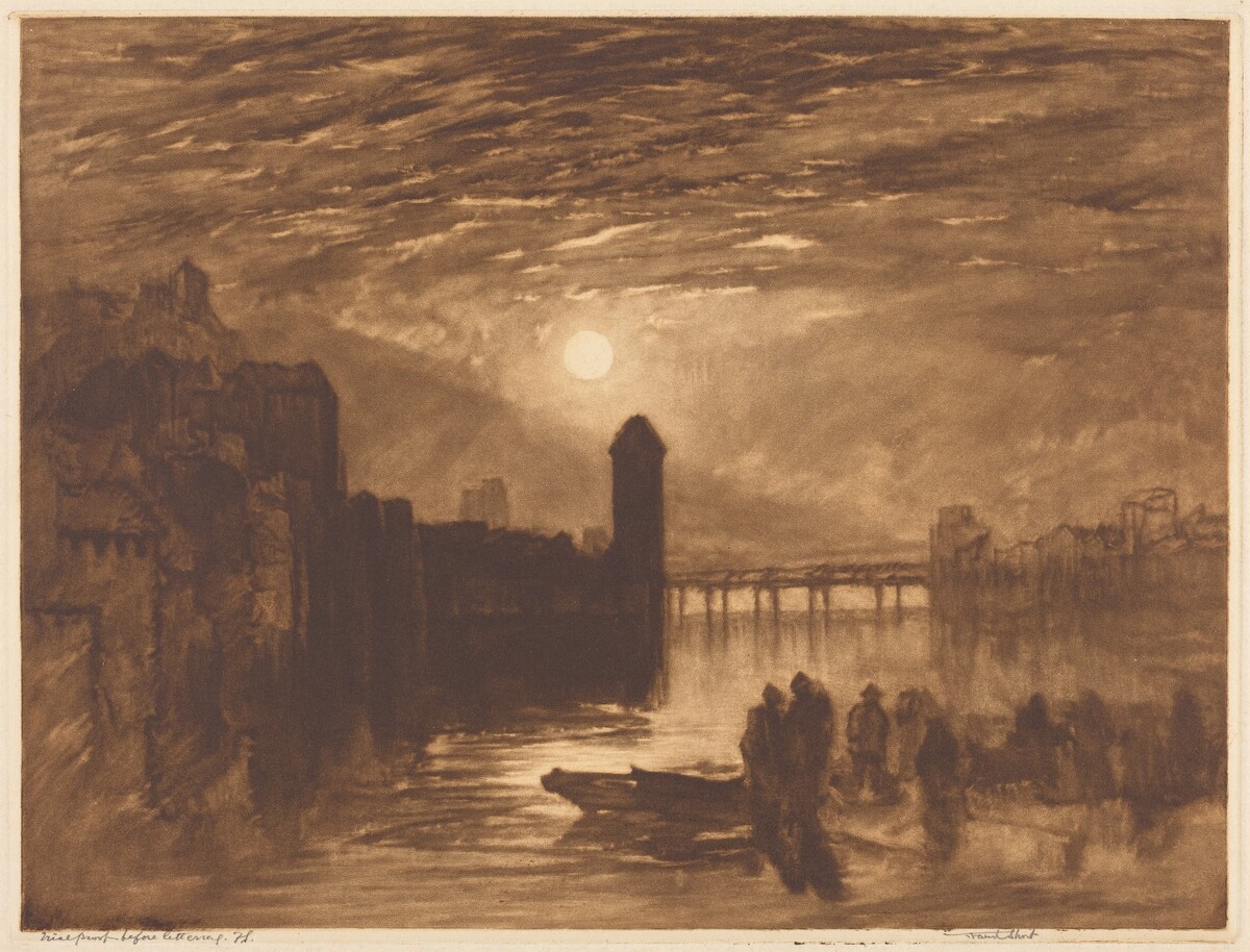 Moonlight on a River by Frank Short, after Joseph Mallord William Turner