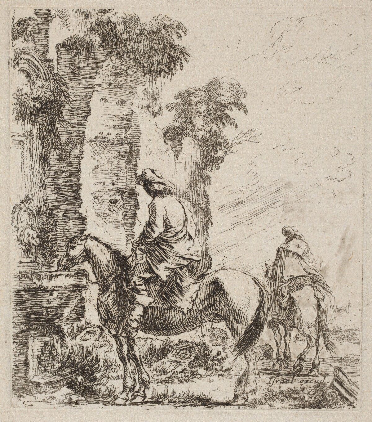 Landscape with Horsemen by Stefano Della Bella