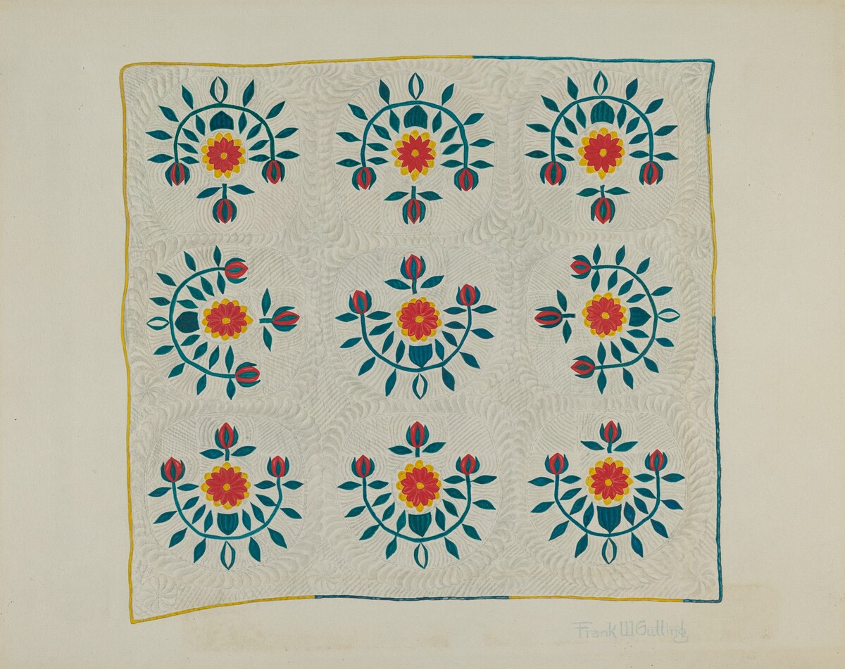 Cotton Quilt - Tulip Design by Frank Gutting