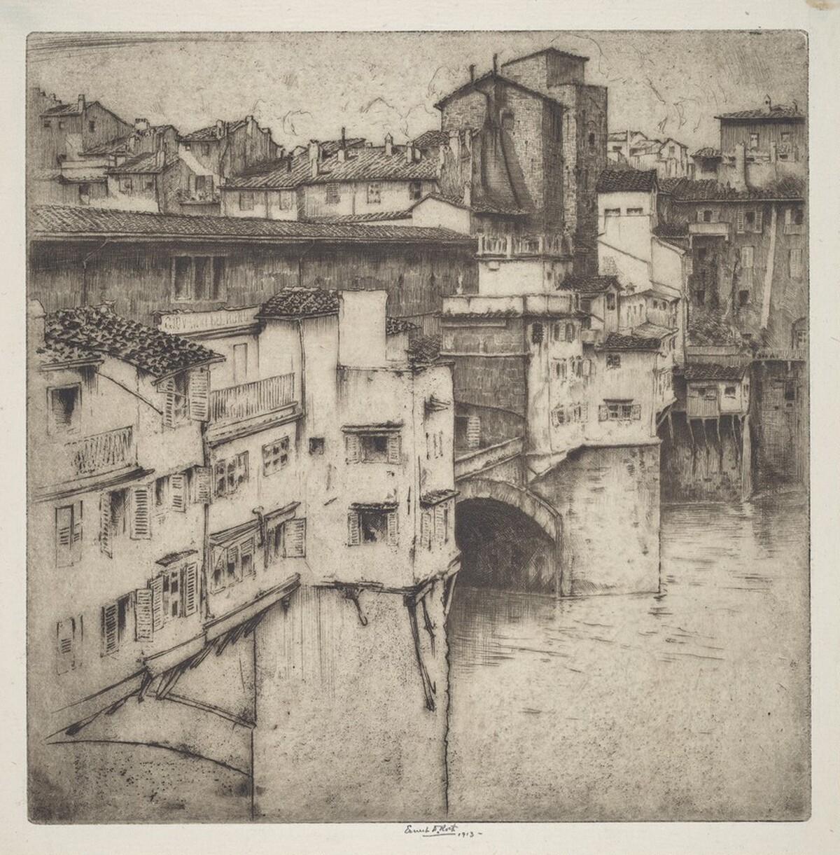 Looking over the Ponte Vecchio by Ernest D. Roth