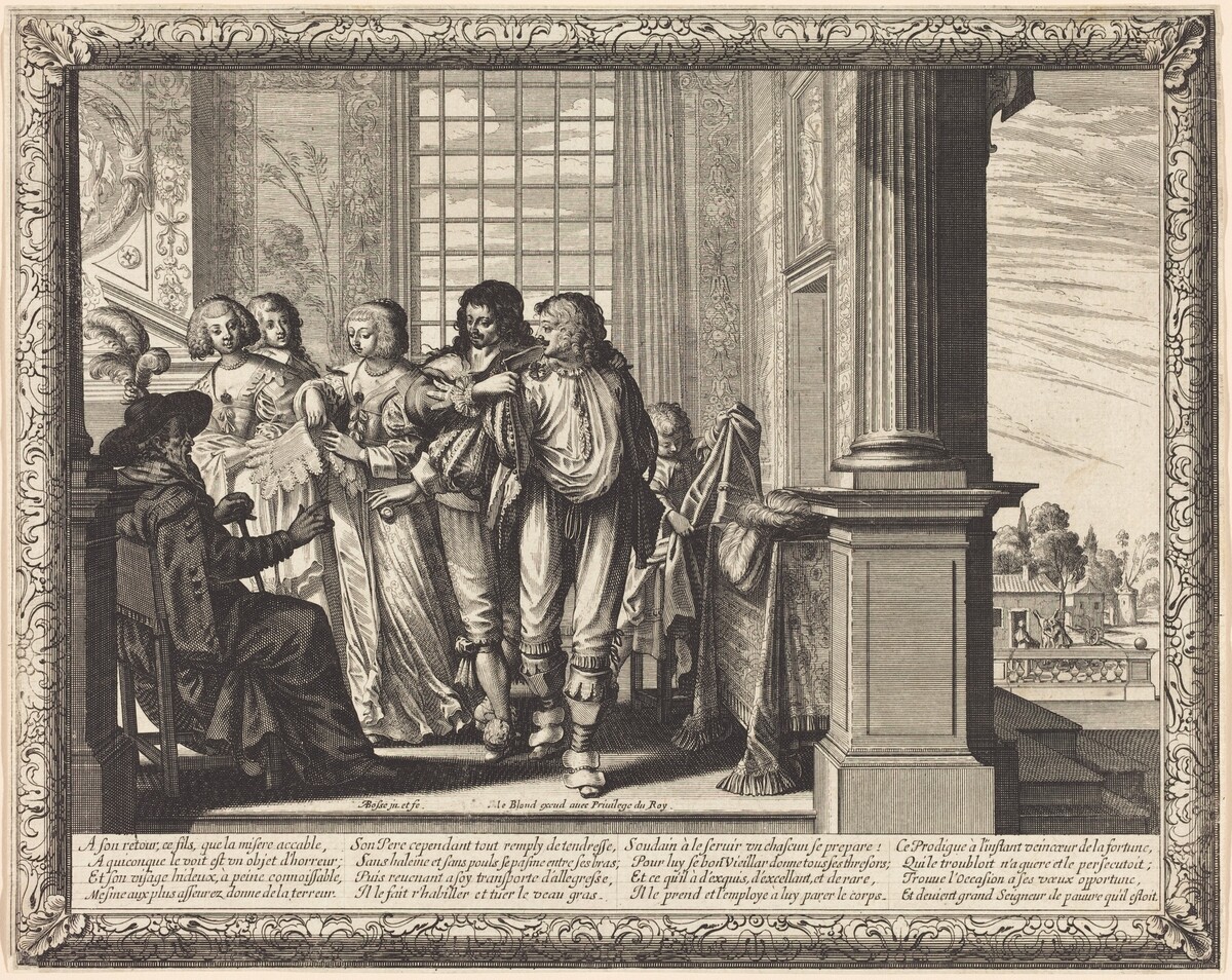 The Prodigal Son's Father Orders the Best Robe and the Slaughter of the Fatted Calf by Abraham Bosse