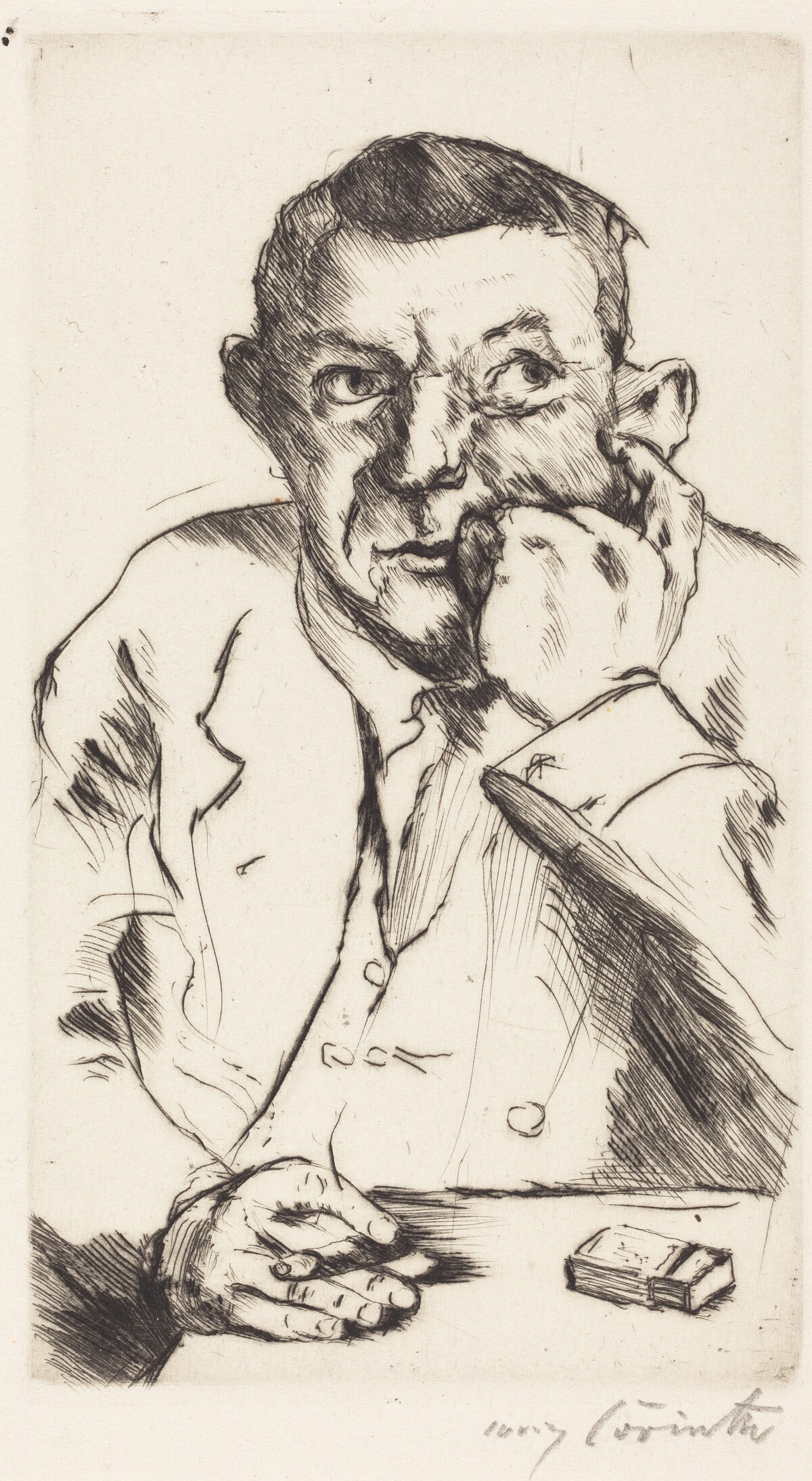 Männliches Bildnis mit Aufgestütztem Arm (Portrait of a Man Smoking) by Lovis Corinth