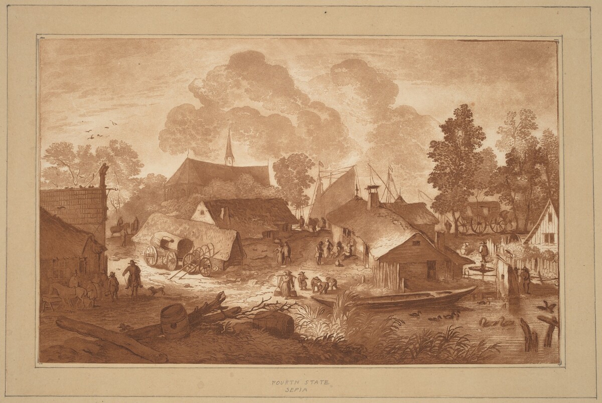 Village with Pond by Cornelis Ploos van Amstel (editor) and Cornelis Brouwer (printmaker), after Allart van Everdingen