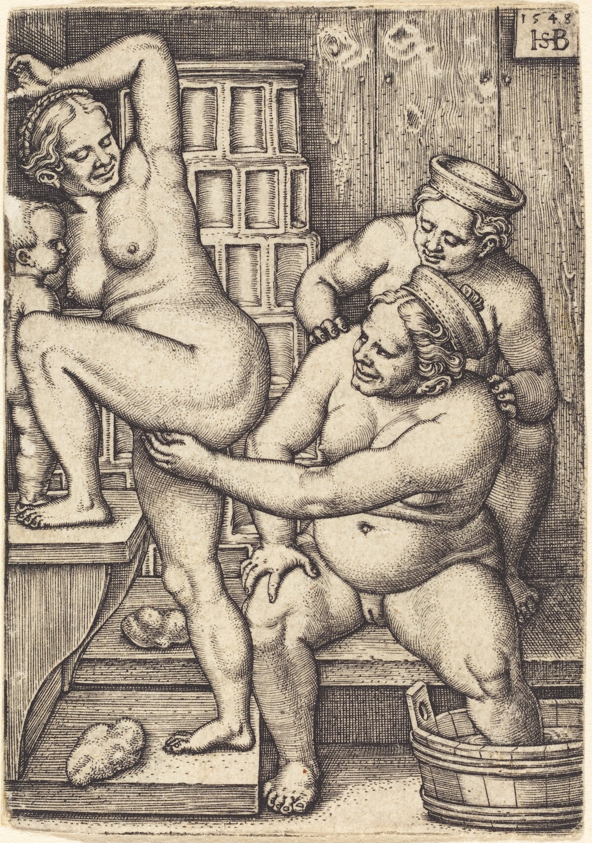 Three Women in a Bathroom by Sebald Beham