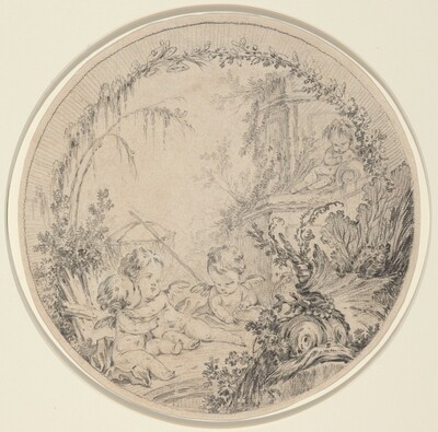 Three Putti with a Fishing Net