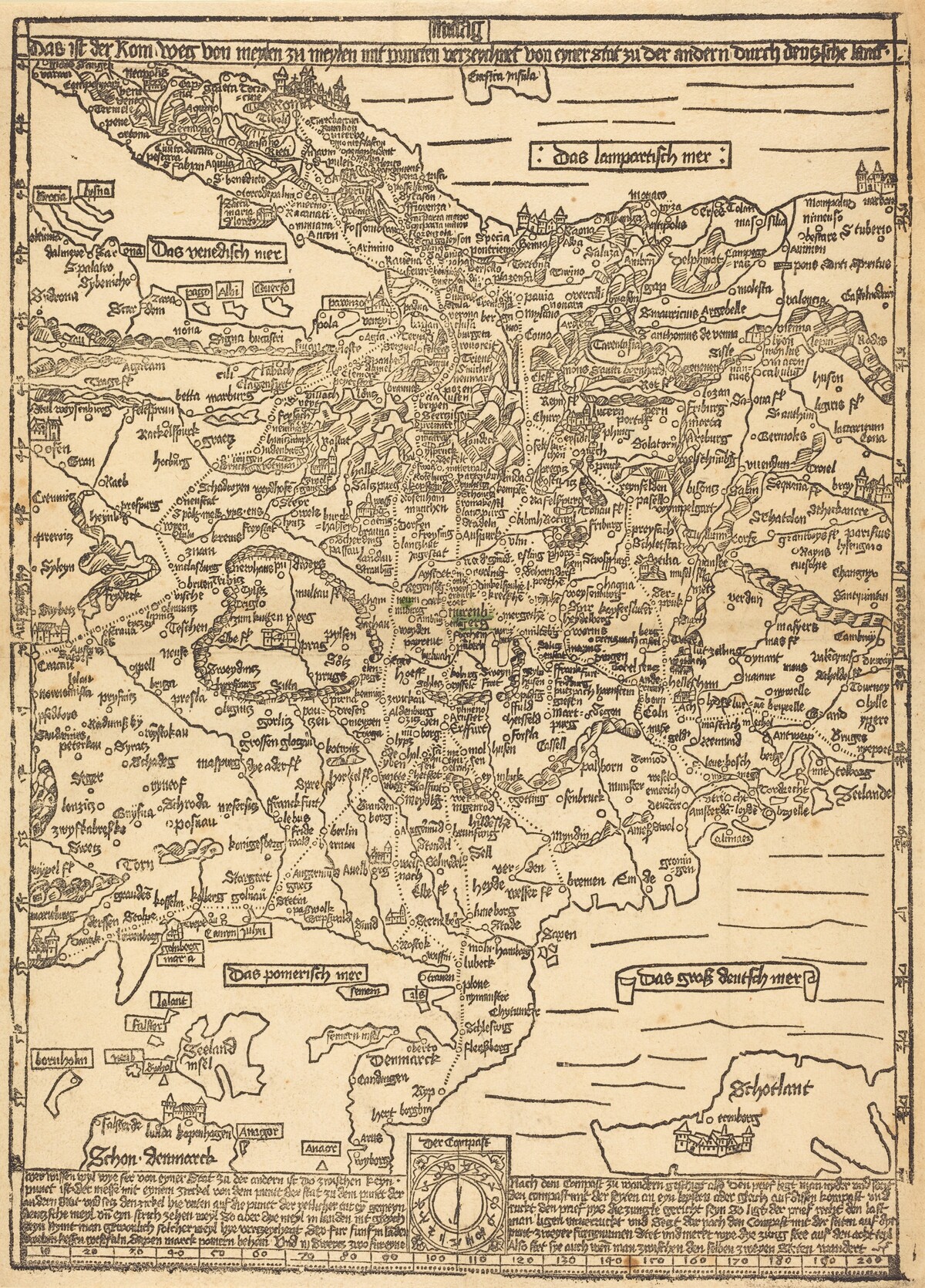 Road Map of Central Europe by Erhard Etzlaub