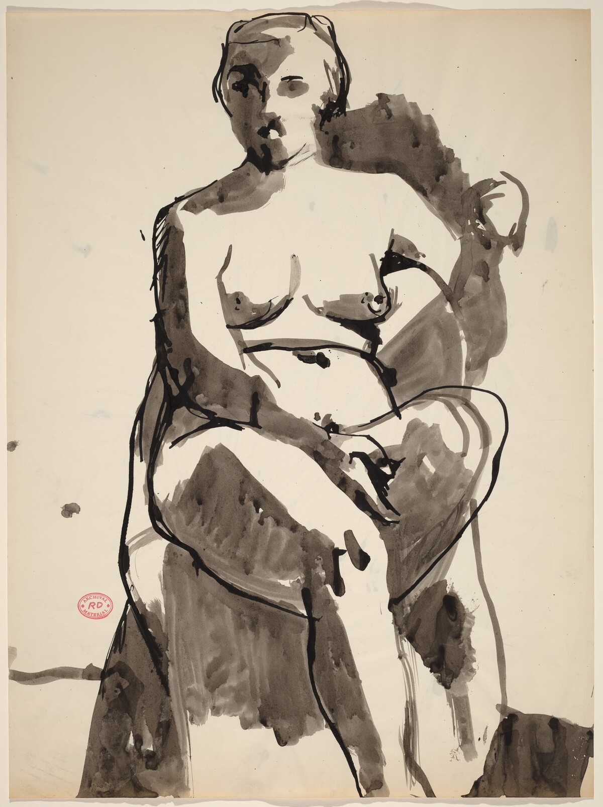 Untitled [seated nude with her left arm over the chair back] by Richard Diebenkorn
