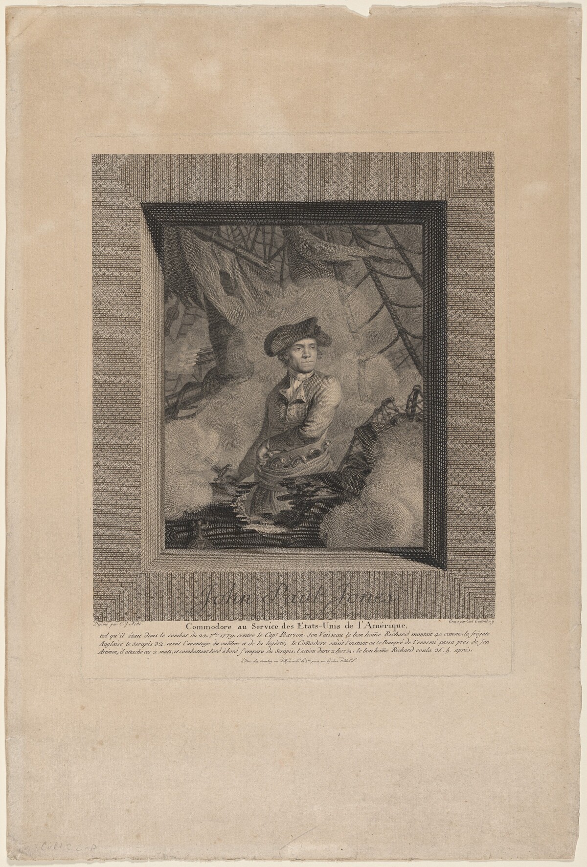 John Paul Jones, Commodore au Service des Etats Unis de l'Amérique (John Paul Jones, Commodore in the Service of the United States of America) by Carl Guttenberg, after Claude-Jacques Notté