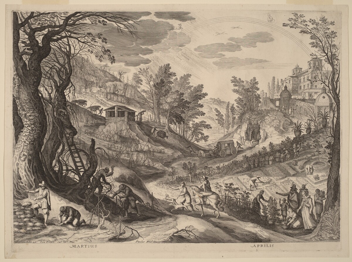 March and April by Aegidius Sadeler II after Paul Bril