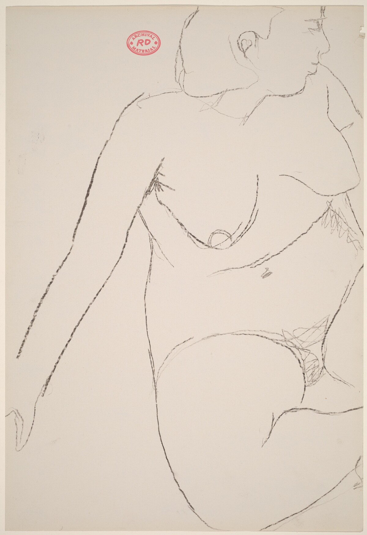 Untitled [seated female nude leaning on right arm and looking right] by Richard Diebenkorn