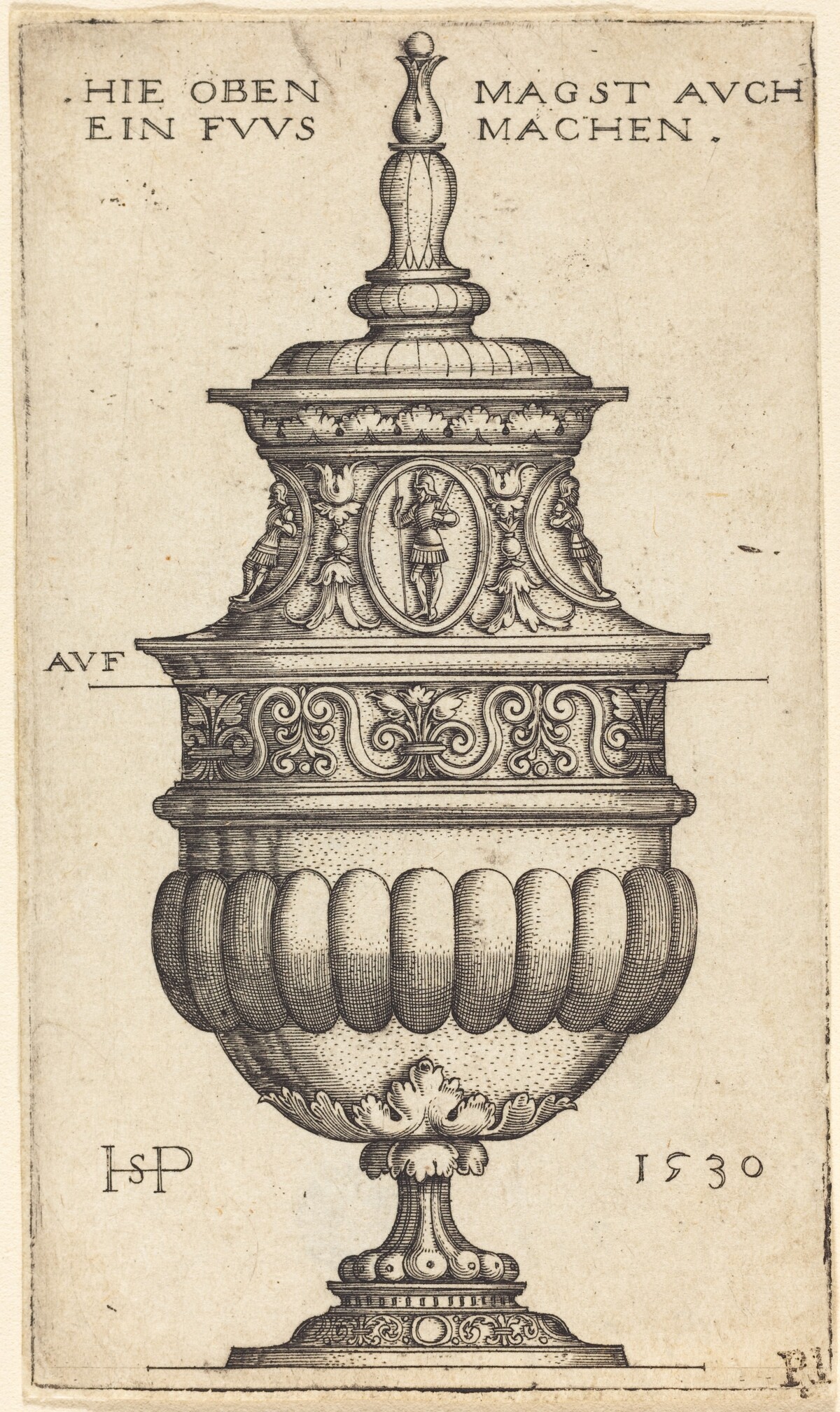 Double Goblet with Oval Medallions of Knights by Sebald Beham