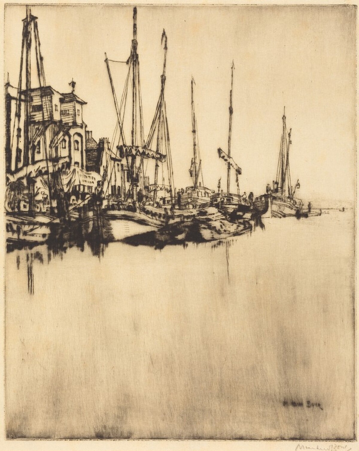 The Masts, Lincoln by Muirhead Bone