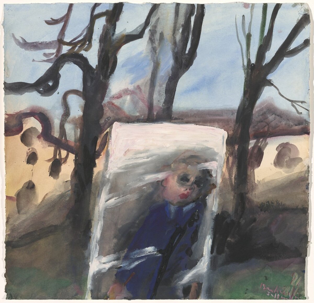 Self in Mirror in Landscape by Klaus Fussmann