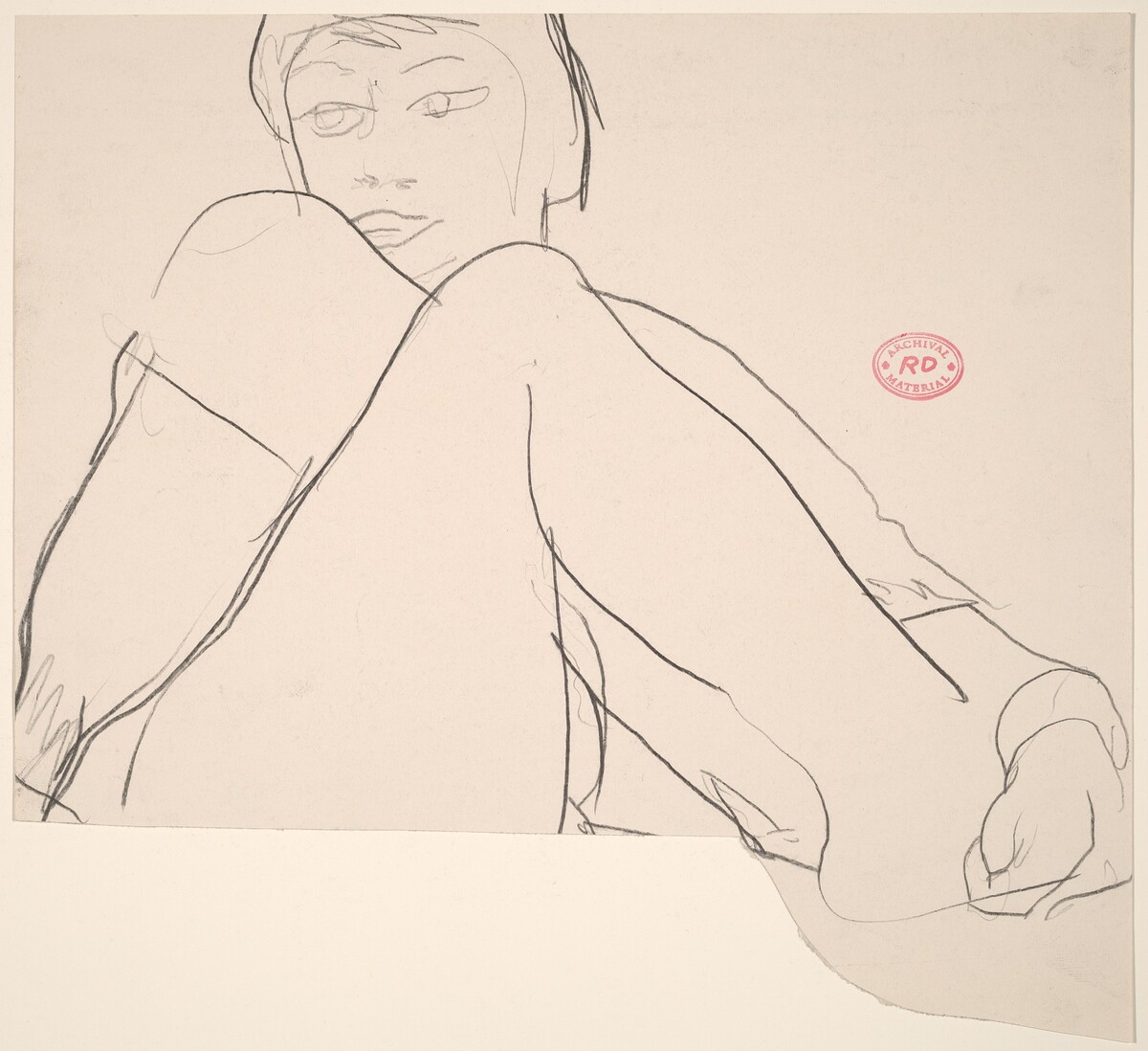 Untitled [model with leg pulled to chest] by Richard Diebenkorn
